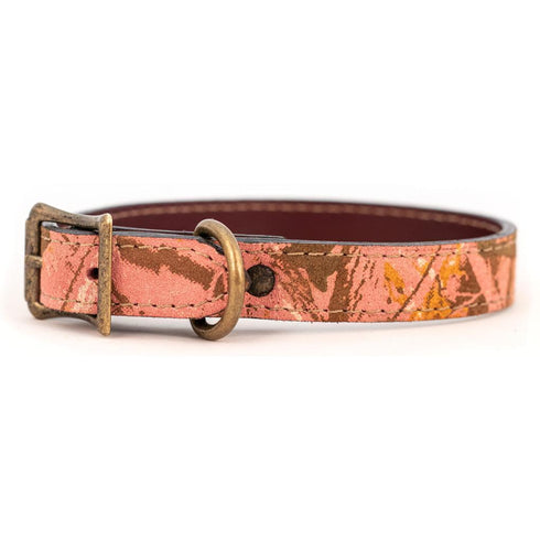 Camouflage Leather Dog Collar Pink