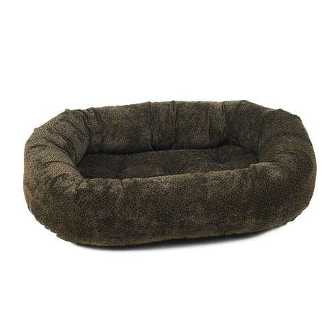 Chocolate Bones Microvelvet Donut Dog Bed