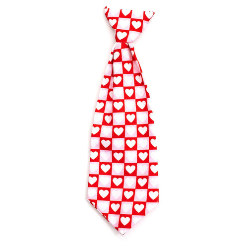 Colorblock Hearts Dog Necktie