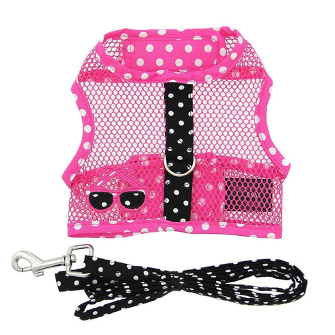 Cool Mesh Dog Harness And Leash Sunglasses Pink