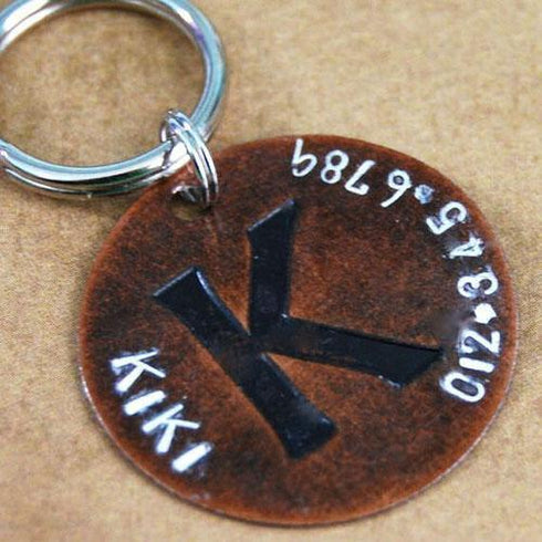 Copper Initial Dog ID Tag