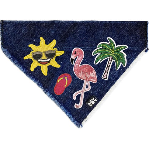 Custom Flamingo Denim Dog Bandana