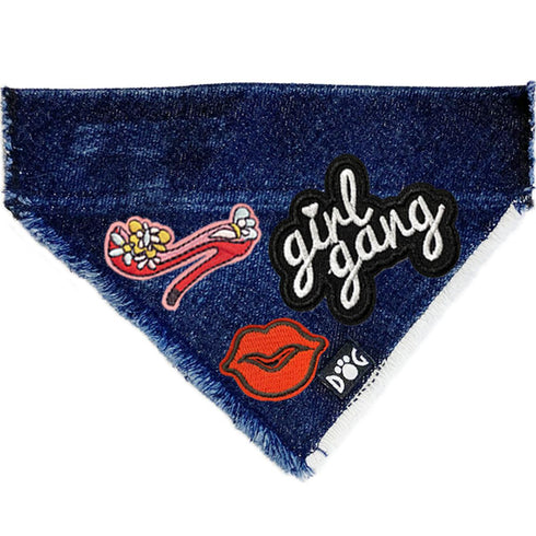 Custom Girl Gang Denim Dog Bandana