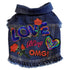Custom Love Bling Denim Dog Jacket With Ruffles