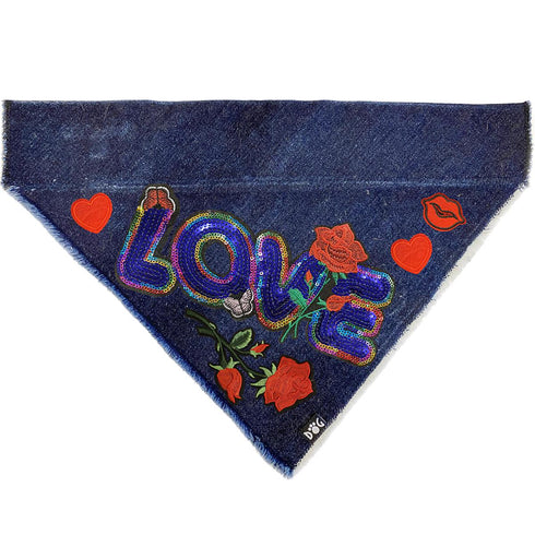 Custom Love Denim Dog Bandana