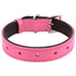 Customizable Charm Leather Dog Collar Pink