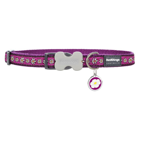 Daisy Chain Purple Dog Collar/Tag Set