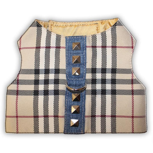 Designer Inspired British Tartan Plaid Dog Harness Vest