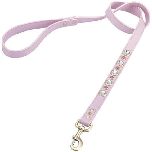 Diamond Faceted Rhinestones And Pink Cat Eye Dog Leash