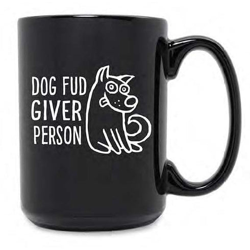 Dog Fud Giver Person Black Mug, Set Of 2