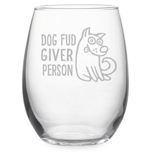 Dog Fud Giver Person Stemless Wine Glasses, Set Of 4