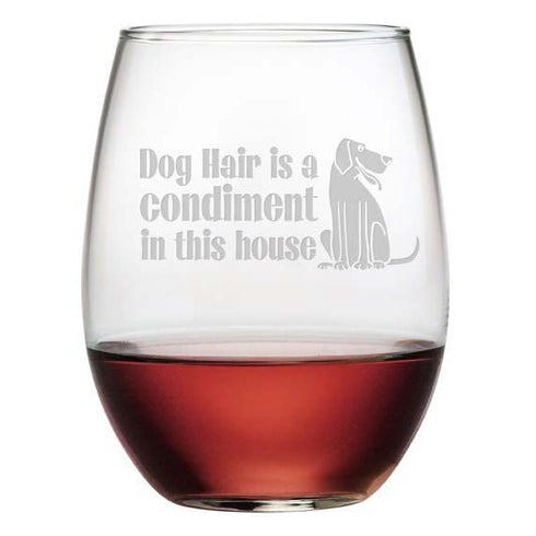 Dog Hair Is A Condiment Stemless Wine Glasses, Set Of 4