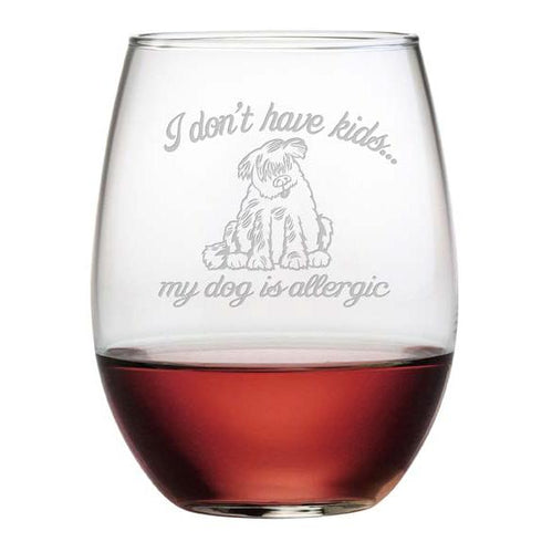 Dog Is Allergic Stemless Wine Glasses, Set Of 4