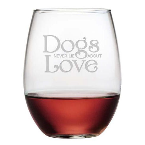Dogs Never Lie Stemless Wine Glasses, Set Of 4