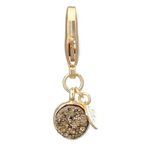 Druzy Dog Collar Charm Gold