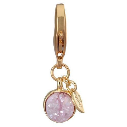 Druzy Dog Collar Charm Pink