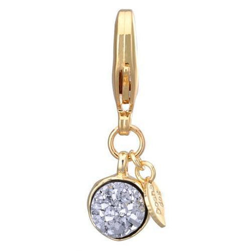 Druzy Dog Collar Charm Silver