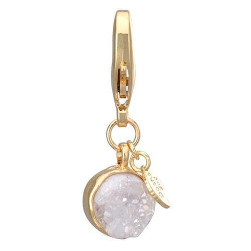 Druzy Dog Collar Charm White