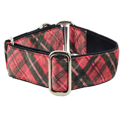 Elite Velvet Dog Collar Classic Winter Plaid