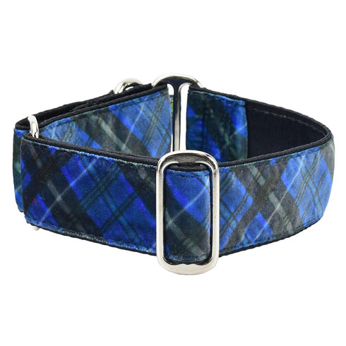 Elite Velvet Dog Collar Midnight Winter Plaid