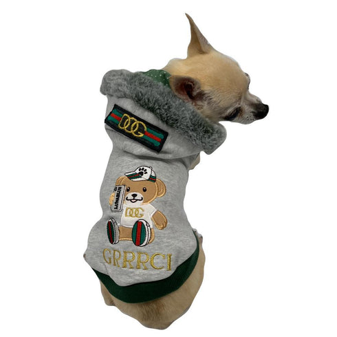 GRRRCI Selfie Bear Dog Hoodie Silver Grey
