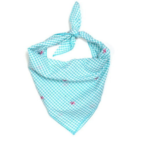 Gingham Flamingos Dog Bandana
