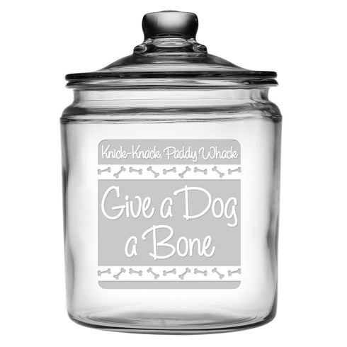 Give A Dog A Bone Glass Dog Treat Jar