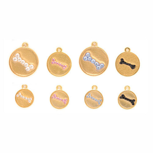 Gold Crystal Bone Dog ID Tag