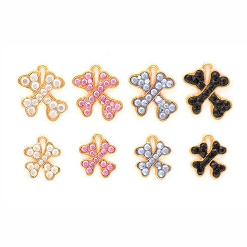 Gold Crystal Crossbone Dog ID Tag