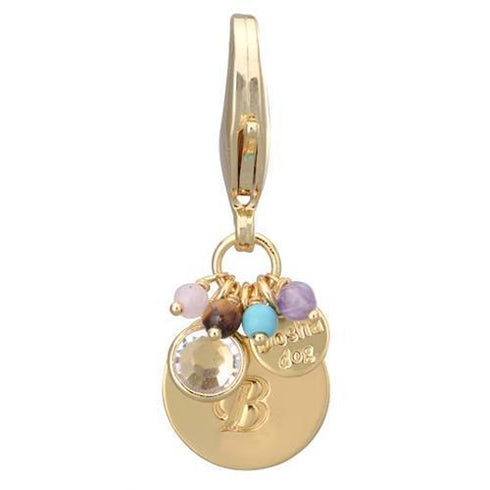Gold Initial B Dog Collar Charm