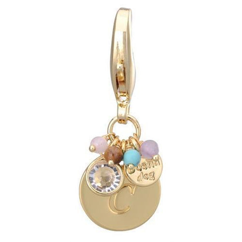 Gold Initial C Dog Collar Charm