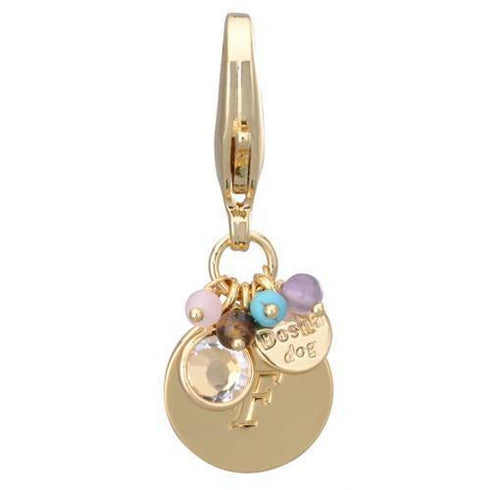 Gold Initial F Dog Collar Charm