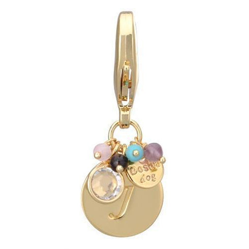 Gold Initial J Dog Collar Charm