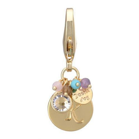 Gold Initial K Dog Collar Charm