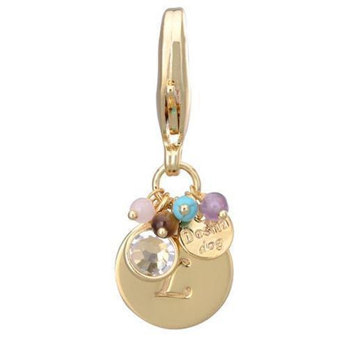 Gold Initial L Dog Collar Charm