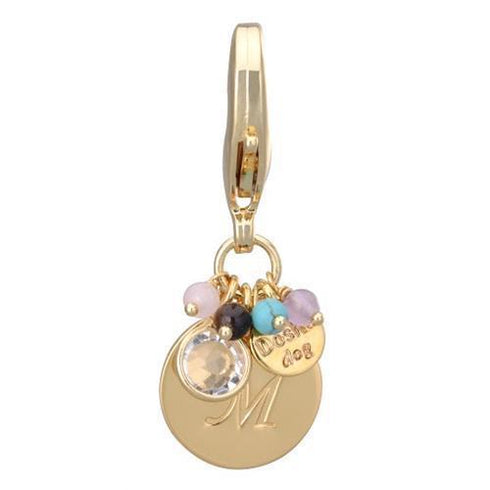 Gold Initial M Dog Collar Charm