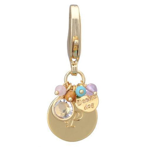 Gold Initial P Dog Collar Charm