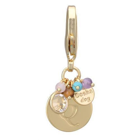 Gold Initial Q Dog Collar Charm