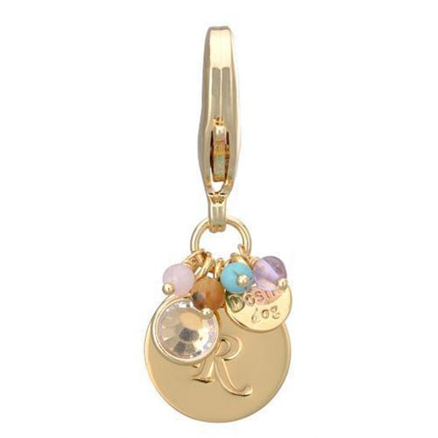 Gold Initial R Dog Collar Charm