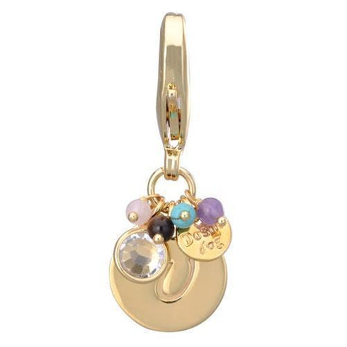 Gold Initial U Dog Collar Charm