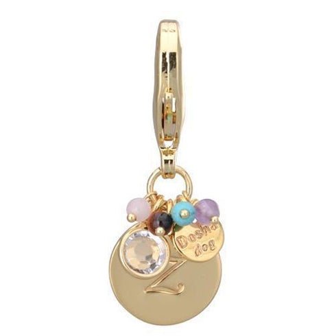 Gold Initial Z Dog Collar Charm