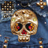 Gold Skull Studded Sleeveless Denim Dog Jacket