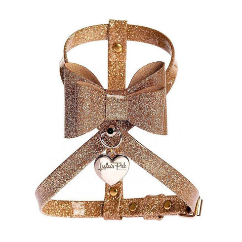 Golden Glittered Dog Harness Large