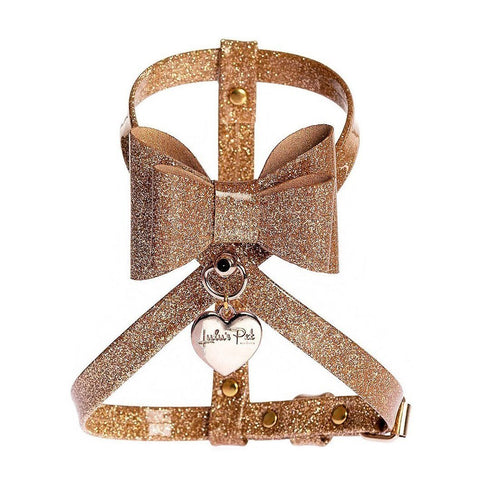 Golden Glittered Dog Harness