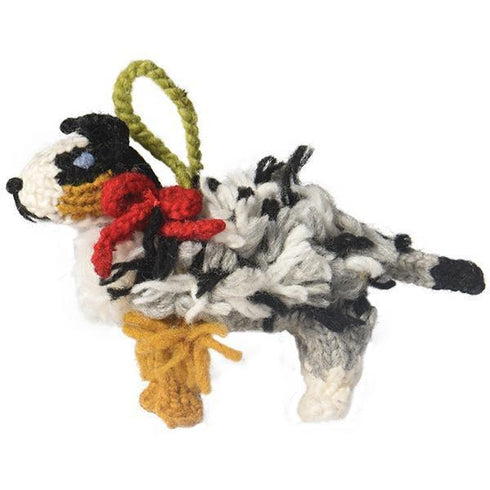 Hand Knit Dog Ornament Australian Shepherd