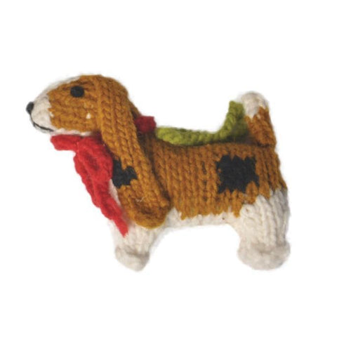 Hand Knit Dog Ornament Basset Hound
