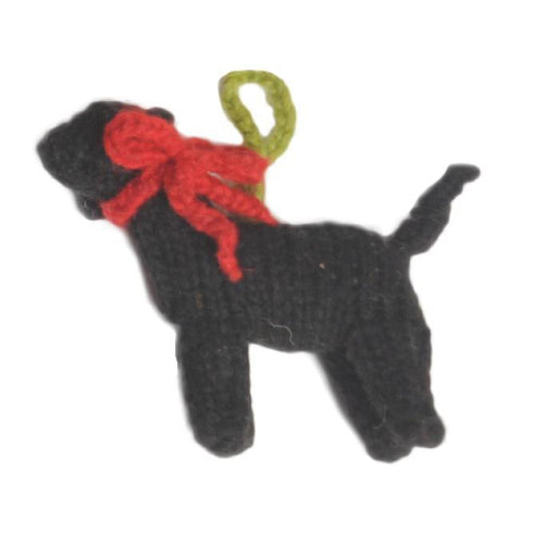 Hand Knit Dog Ornament Black Lab