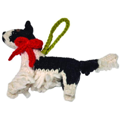 Hand Knit Dog Ornament Border Collie