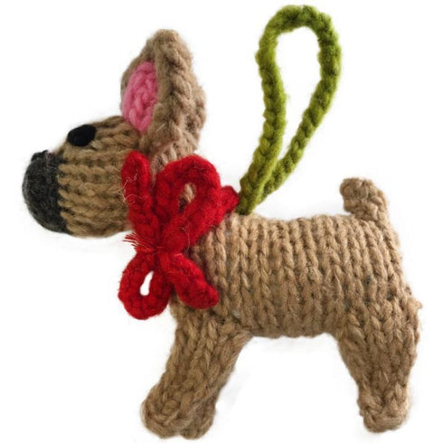 Hand Knit Dog Ornament Bull Terrier