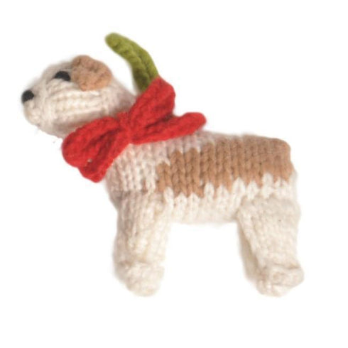 Hand Knit Dog Ornament Bulldog